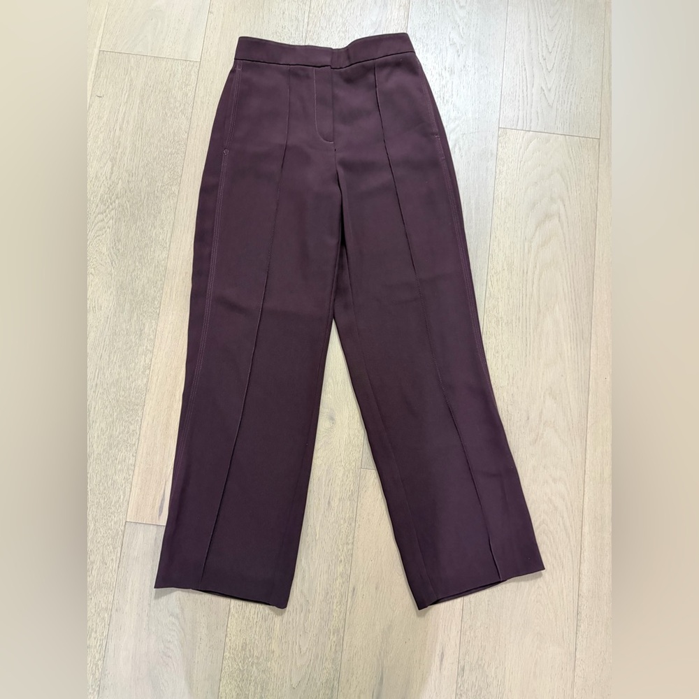 REISS Wide Leg Trousers- Burgundy Size 4)